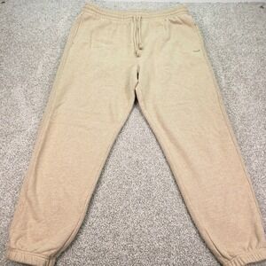 TNA Aritzia Cozy Fleece Boyfriend Fit Sweatpants Tan Heather XL Joggers
